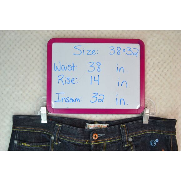 Paco Jeans Men's 38x32 Dark Wash Graphic Print Baggy Y2K Skater Jeans - Picture 9 of 14